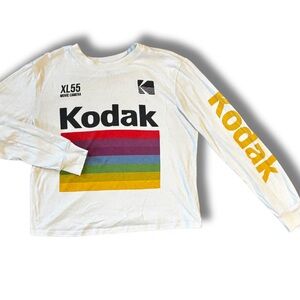 Vintage Kodak XL55 Rainbow Logo Long Sleeve Tee Boxy Cropped Fit